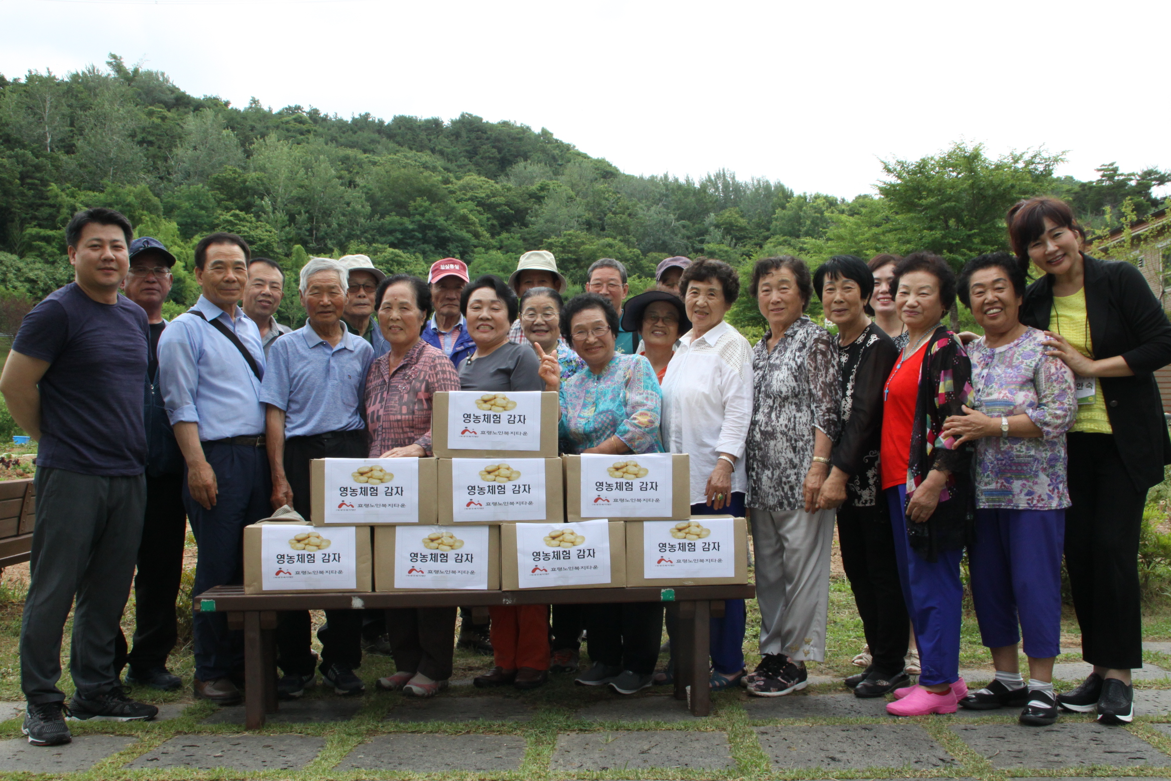  영농체험장 감자 수확후 지역 복지기관과 나눔